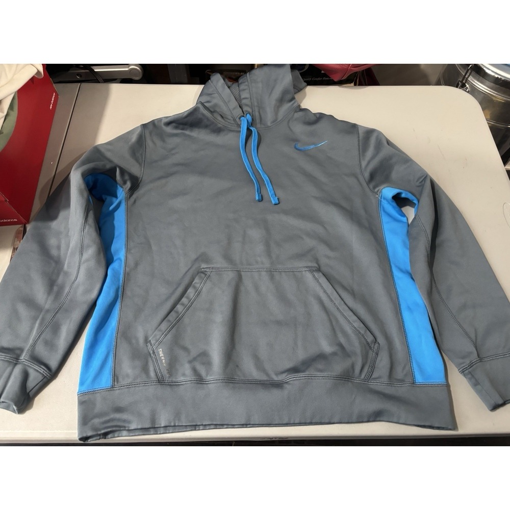 Nike Therma Fit Hoodie Sweater Large Gray Blue